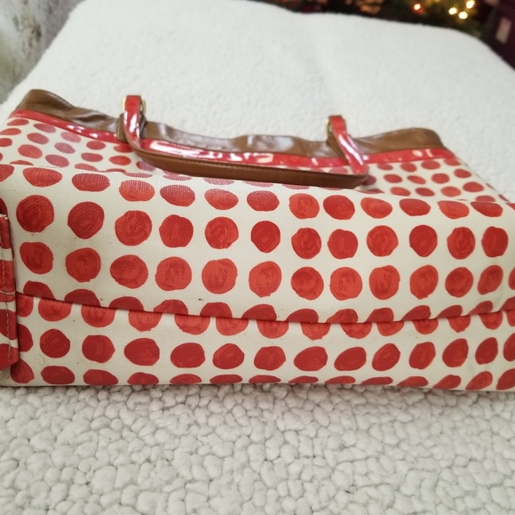 COACH Orange Coated Canvas & Leather Painted Dot Tote Satchel Bag #29432 Handbag - Picture 3 of 8